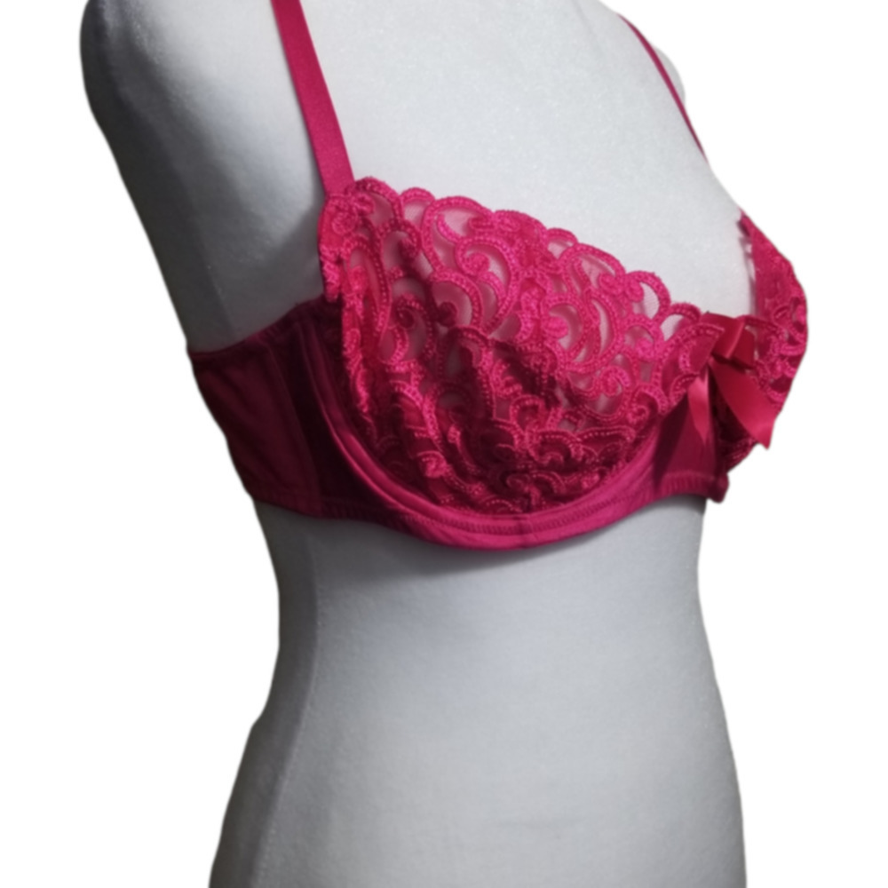 Victoria's Secret Bright Pink Lace Underwire Bra with Bow